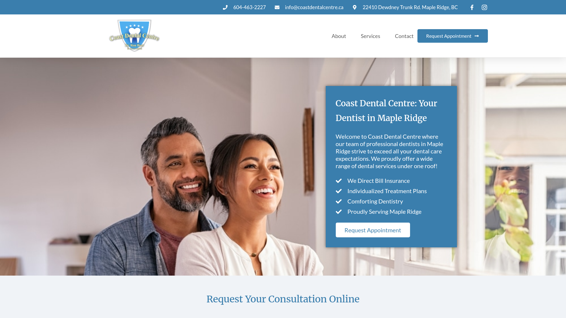 Coast Dental Centre homepage on laptop